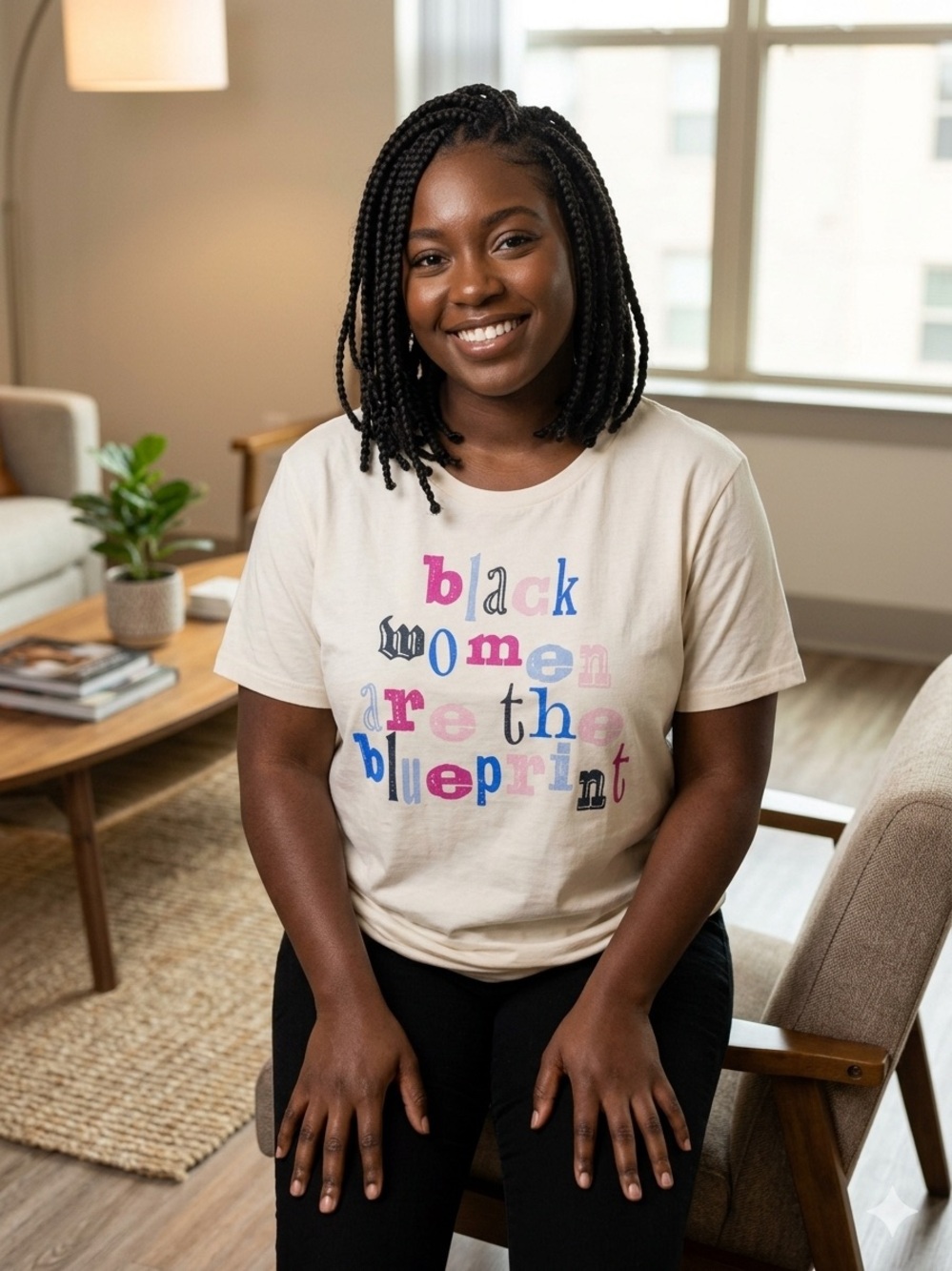 Women’s Cream Graphic Tee — Black Women Are The Blueprint by Legendary Rootz